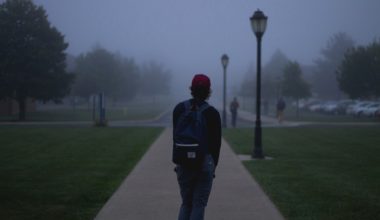 college student walking